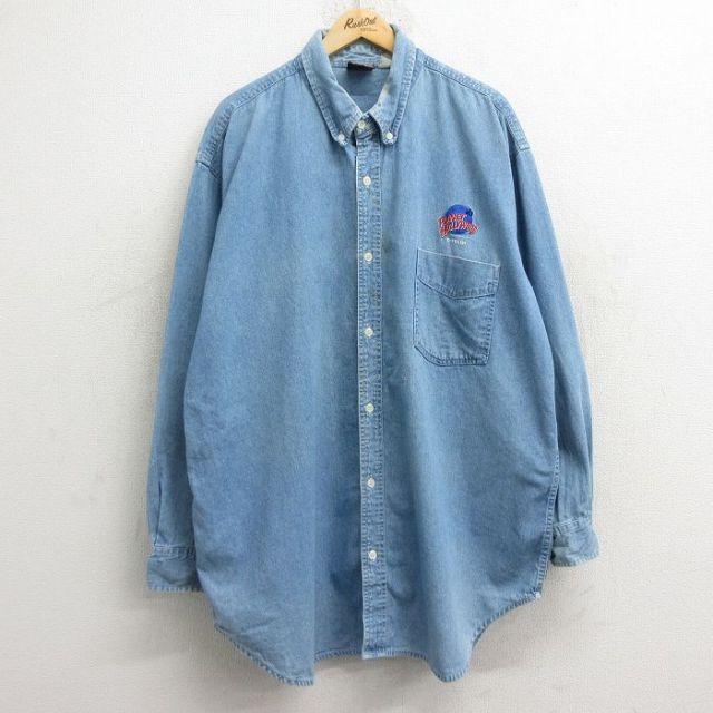 プラネットハリウッド 90s 長袖シャツ ネイビー XL | 古着