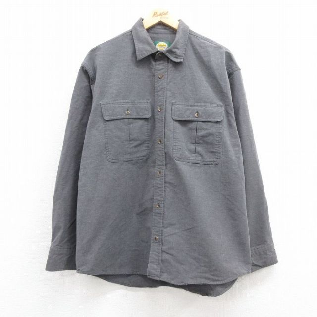XL★古着 カベラス 長袖 シャツ メンズ 00年代 00s コットン 濃グレー 25jan17 中古 トップス