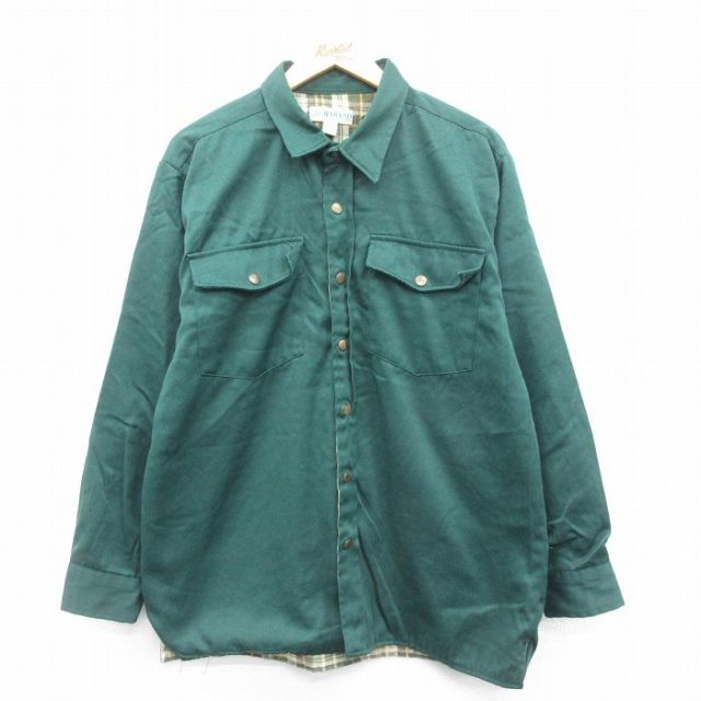 M★古着 HABAND 長袖 シャツ メンズ 緑 グリーン 25jan18 中古 トップス