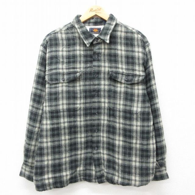 XL★古着 ルート66 長袖 シャツ メンズ 00年代 00s 濃緑他 グリーン チェック 内側サーマル 25jan25 中古 トップス