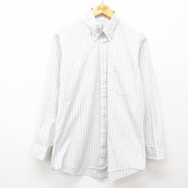 XL★古着 バンヒューセン 長袖 シャツ メンズ 00年代 00s ボタンダウン USA製 白他 ホワイト チェック 25feb06 中古 トップス