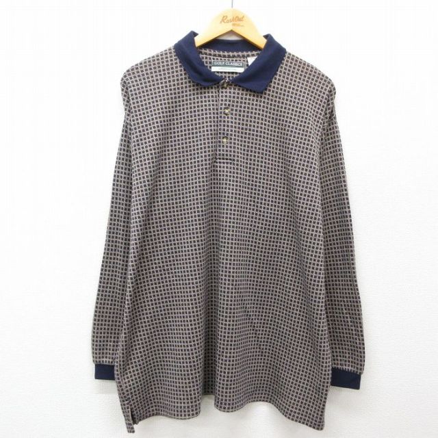 XL★古着 マンシングウェア 長袖 ポロ シャツ メンズ 90年代 90s 大きいサイズ 紺他 ネイビー 25feb17 中古 トップス