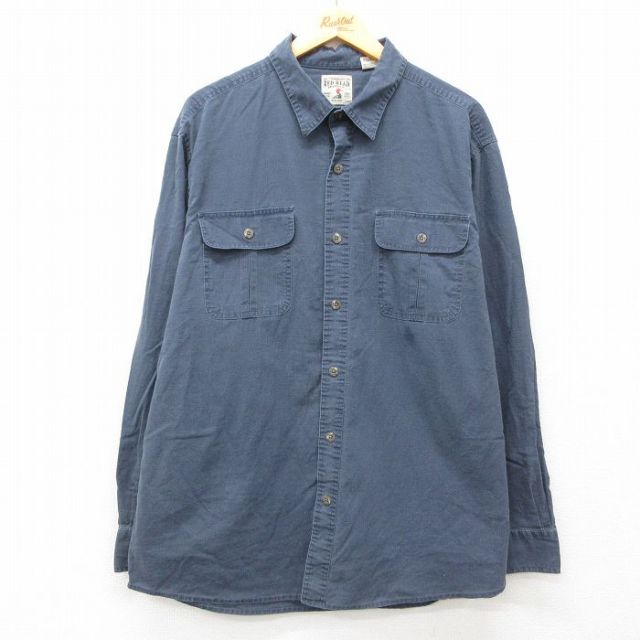 XL★古着 レッドヘッド 長袖 シャツ メンズ 薄紺 ネイビー 25feb17 中古 トップス