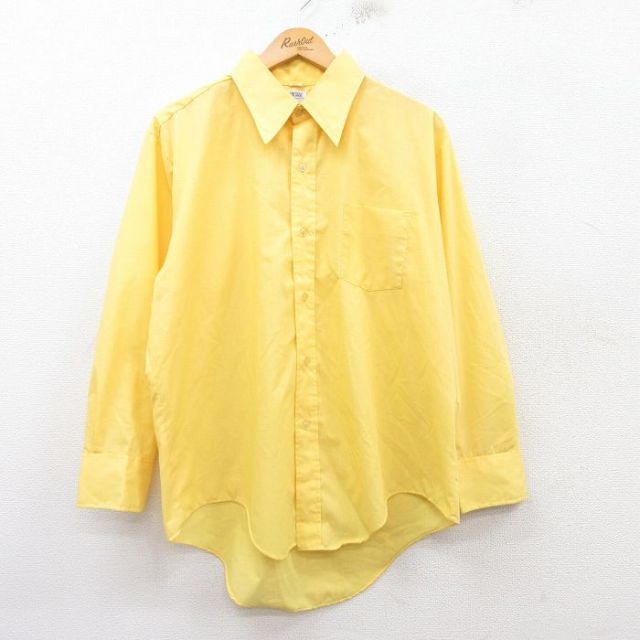 XL★古着 長袖 シャツ メンズ 80年代 80s 黄 イエロー 25feb22 中古 トップス