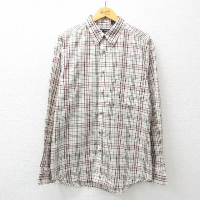 XL★古着 ピューリタン 長袖 シャツ メンズ 00年代 00s 大きいサイズ ボタンダウン ベージュ他 カーキ チェック 25feb26 中古 トップス