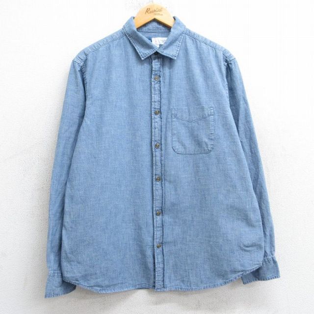 L★古着 オールドネイビー OLDNAVY 長袖 シャツ メンズ コットン 薄紺 ネイビー 25feb26 中古 トップス