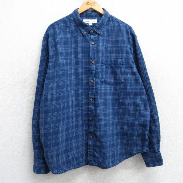 【20%OFF】XL★古着 オールドネイビー OLDNAVY 長袖 シャツ メンズ コットン ボタンダウン 紺 ネイビー チェック 【spe】 25feb26 中古 トップス