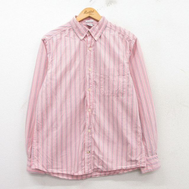 M★古着 オールドネイビー OLD NAVY 長袖 シャツ メンズ コットン ボタンダウン ピンク他 ストライプ 25feb26 中古 トップス