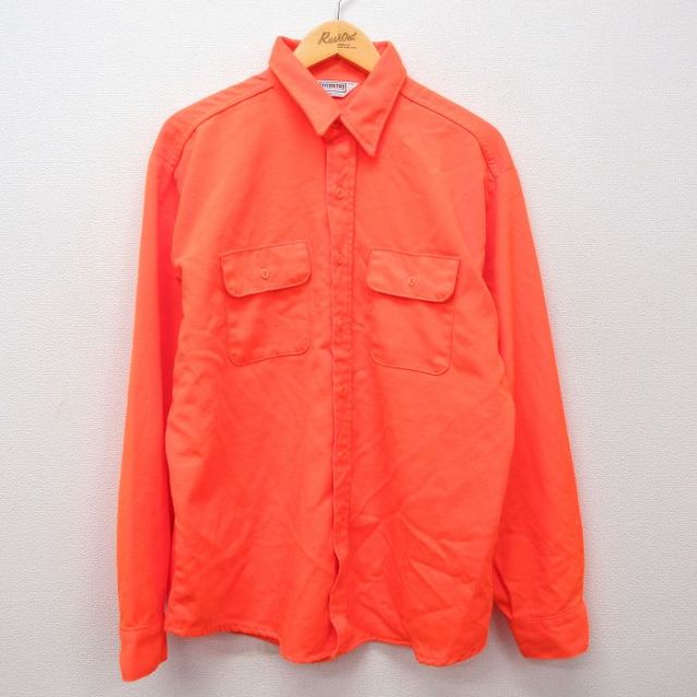 【50%OFF】XL★古着 ファイブブラザー 長袖 シャツ メンズ 80年代 80s 大きいサイズ USA製 オレンジ 【spe】 25feb27 中古 トップス