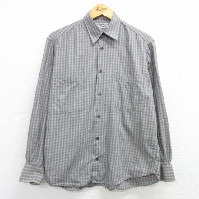 L★古着 長袖 シャツ メンズ 90年代 90s イタリア製 グレー他 チェック 25mar03 中古 トップス