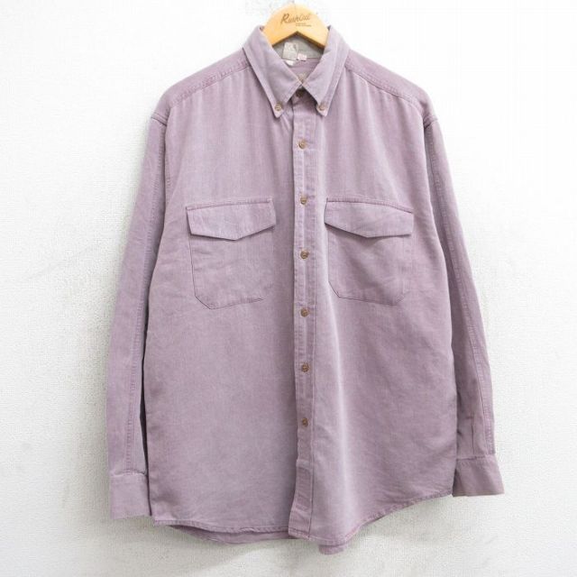L★古着 THE TERRITORY AHEAD 長袖 シャツ メンズ 00年代 00s コットン ボタンダウン 紫系 パープル 【spe】 25mar04 中古 トップス
