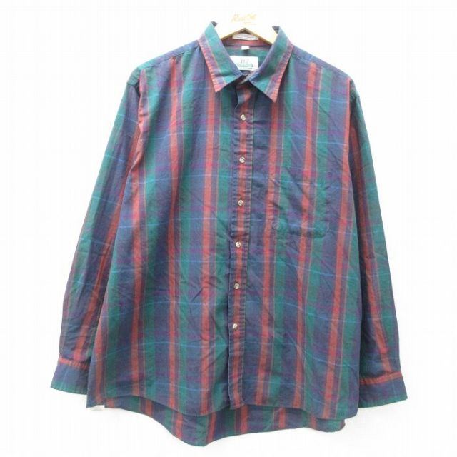 バンヒューセン 90s 長袖シャツ グリーンチェック XL | 古着