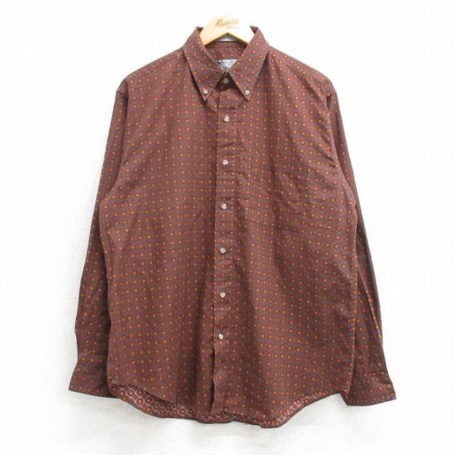 M★古着 長袖 シャツ メンズ 00年代 00s コットン ボタンダウン 茶他 ブラウン 25mar07 中古 トップス