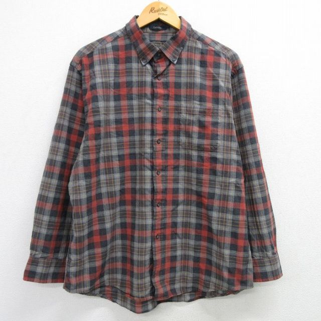 XL★古着 ペンドルトン PENDLETON 長袖 シャツ メンズ ボタンダウン 茶他 ブラウン チェック 25mar11 中古 トップス