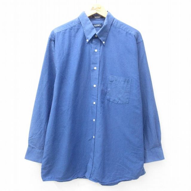 【50%OFF】XL★古着 ピューリタン 長袖 シャツ メンズ 00年代 00s 大きいサイズ ロング丈 ボタンダウン 薄紺 ネイビー 25mar12 中古 トップス