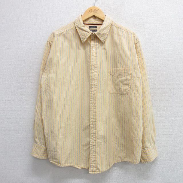 XL★古着 セントジョンズベイ 長袖 シャツ メンズ コットン 薄黄他 イエロー ストライプ 25mar13 中古 トップス