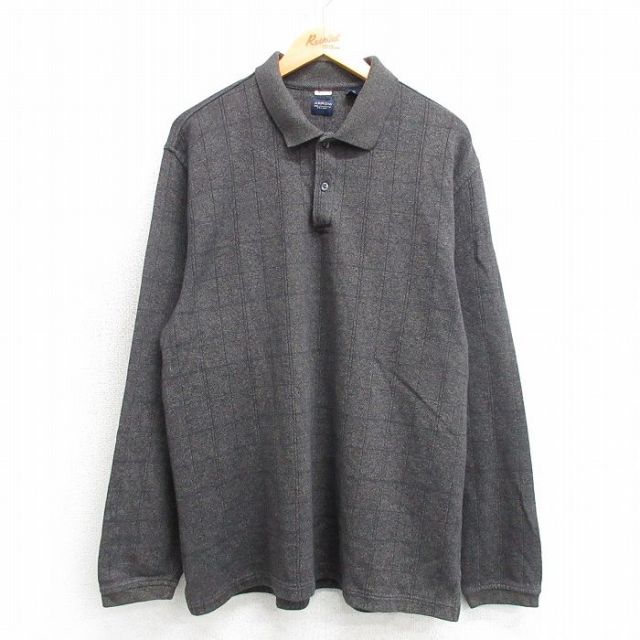 L★古着 アロー 長袖 ポロ シャツ メンズ グレー 25mar13 中古 トップス