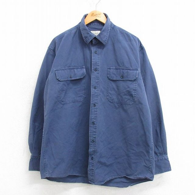 L★古着 カベラス 長袖 シャツ メンズ コットン 紺 ネイビー 25mar13 中古 トップス