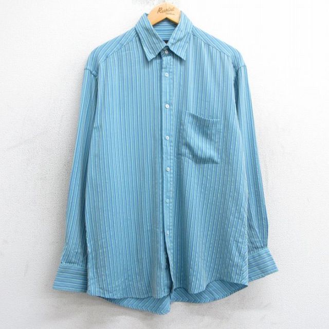 00s 長袖シャツ ストライプ ライトブルー L | 古着