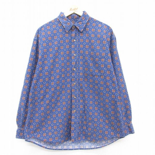 XL★古着 長袖 シャツ メンズ 00年代 00s 青他 ブルー 25mar17 中古 トップス