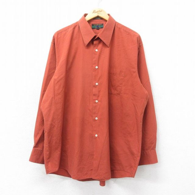 XL★古着 長袖 シャツ メンズ 90年代 90s 大きいサイズ 茶 ブラウン 25mar18 中古 トップス