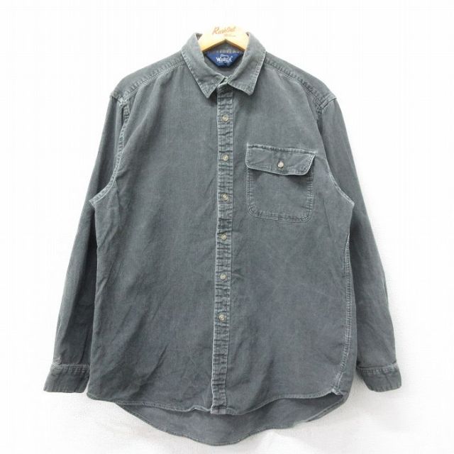 XL★古着 ウールリッチ WOOLRICH 長袖 シャツ メンズ 90年代 90s コーデュロイ 濃緑 グリーン 25mar18 中古 トップス