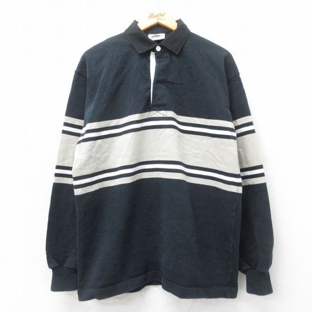 L★古着 バーバリアン 長袖 ラガー シャツ メンズ 90年代 90s コットン カナダ製 黒他 ブラック 【spe】 25mar18 中古 トップス
