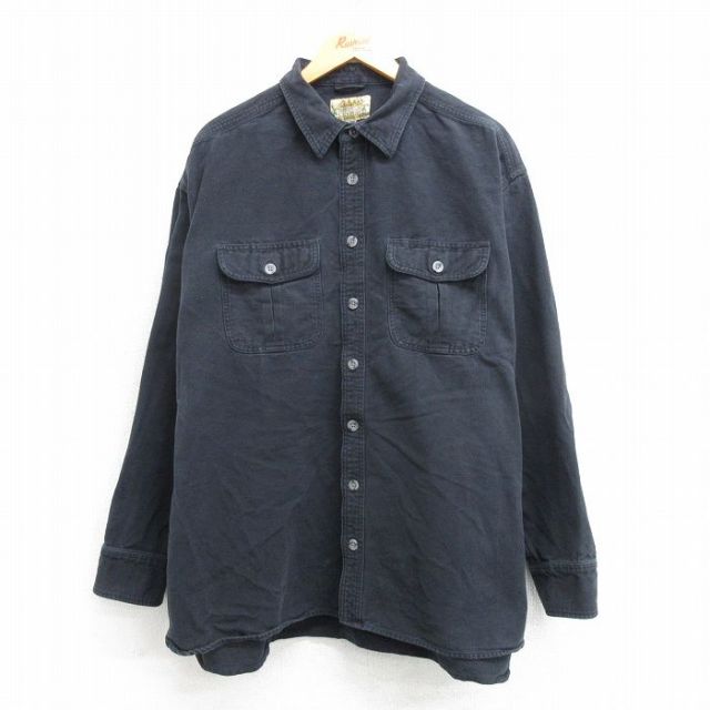 XL★古着 カベラス 長袖 シャツ メンズ コットン 黒 ブラック 25mar19 中古 トップス