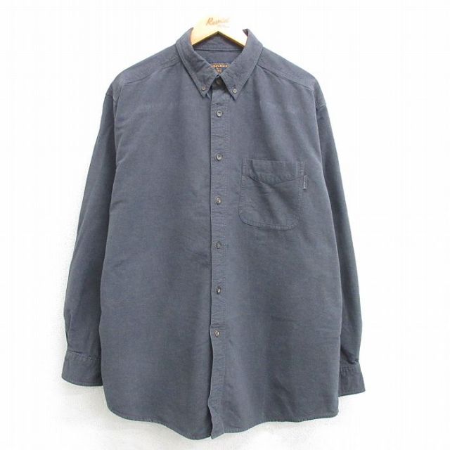 XL★古着 ウールリッチ WOOLRICH 長袖 シャツ メンズ 大きいサイズ コットン ボタンダウン グレー 25mar19 中古 トップス