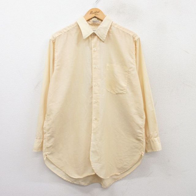【50%OFF】L★古着 長袖 シャツ メンズ 90年代 90s 薄黄 イエロー 25mar22 中古 トップス