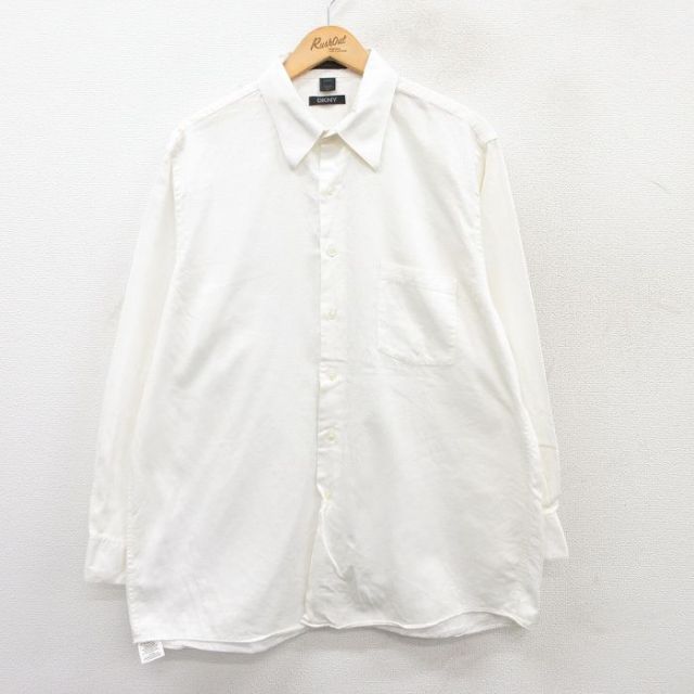 XL★古着 ダナキャラン DKNY 長袖 シャツ メンズ 大きいサイズ 白 ホワイト 25mar24 中古 トップス