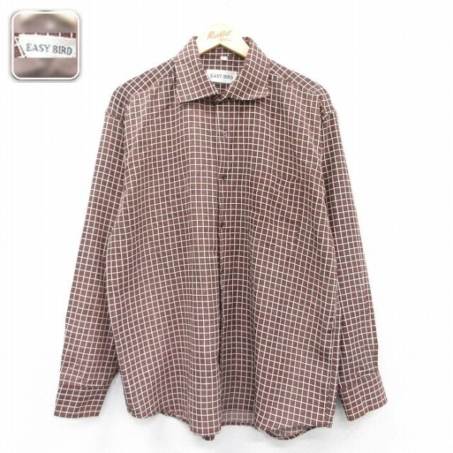 【50%OFF】長袖シャツ チェック ブラウン L | 古着