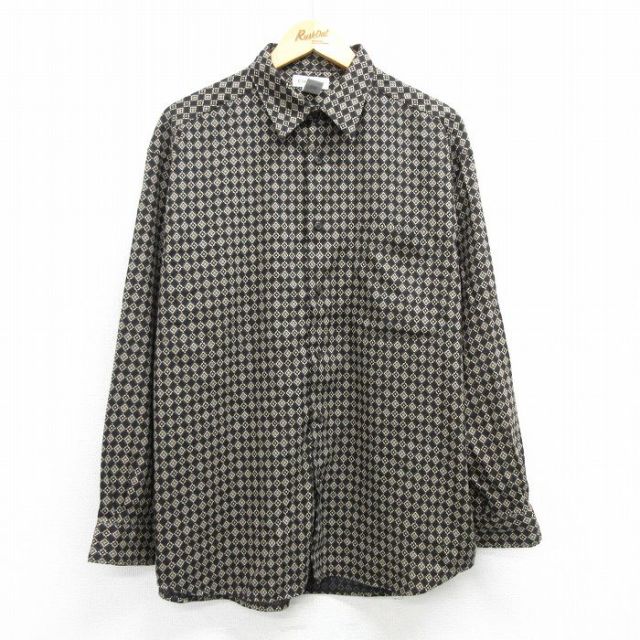 XL★古着 長袖 シャツ メンズ 00年代 00s 大きいサイズ 黒他 ブラック 25mar26 中古 トップス