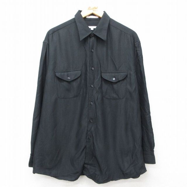 XL★古着 ペリーエリス 長袖 シャツ メンズ 90年代 90s 黒 ブラック 25mar28 中古 トップス