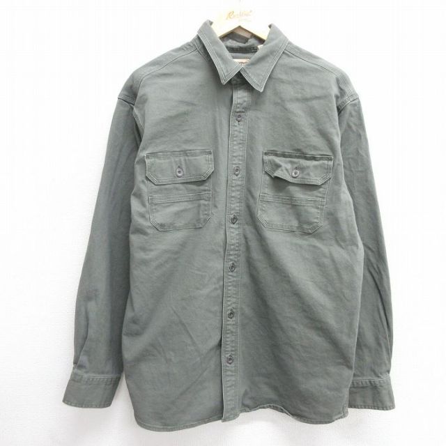 XL★古着 レッドヘッド 長袖 シャツ メンズ ダック地 緑系 グリーン 25mar28 中古 トップス