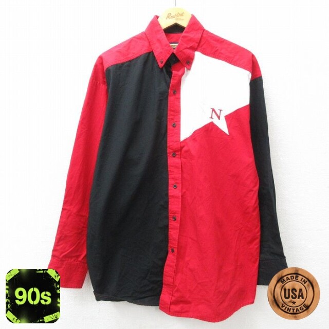 【50%OFF】90s 長袖シャツ N マルチカラー レッド L | 古着