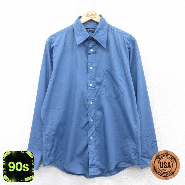 【50%OFF】マンハッタン 90s 長袖シャツ ネイビー L | 古着