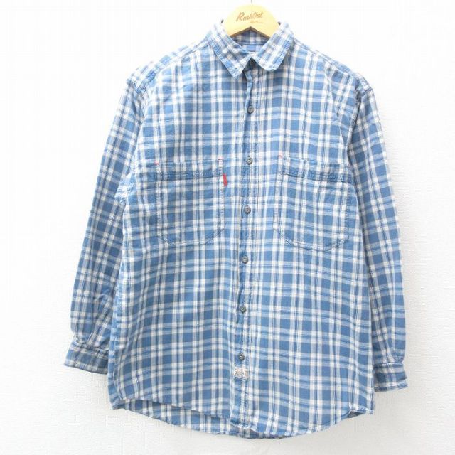 M★古着 ビューグルボーイ 長袖 シャツ メンズ 00年代 00s コットン 紺他 ネイビー チェック 25apr01 中古 トップス