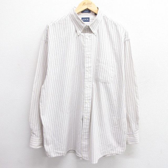 XL★古着 長袖 シャツ メンズ 90年代 90s ボタンダウン USA製 白 ホワイト 25apr02 中古 トップス
