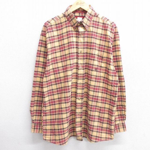 XL★古着 長袖 シャツ メンズ 90年代 90s 20X ベージュ他 カーキ チェック 25apr02 中古 トップス