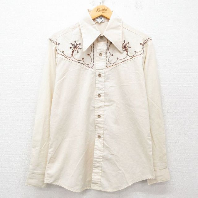 L★古着 ケニントン 長袖 シャツ メンズ 70年代 70s 生成り 【spe】 25apr03 中古 トップス