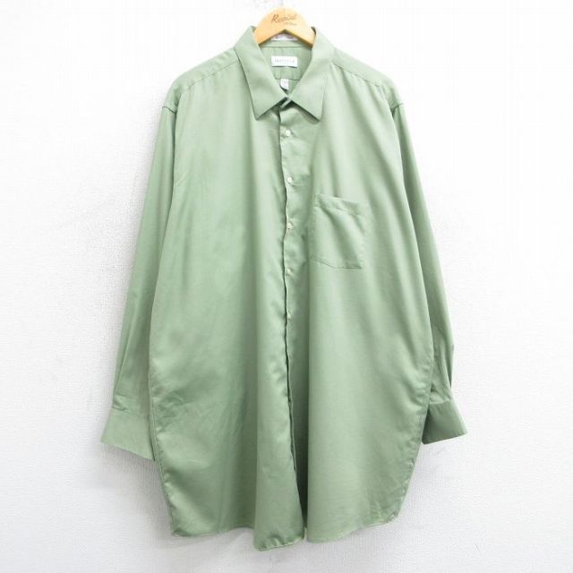 XL★古着 バンヒューセン 長袖 シャツ メンズ 大きいサイズ ロング丈 薄緑 グリーン 25apr03 中古 トップス