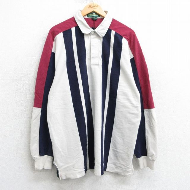 XL★古着 マンシングウェア 長袖 ラガー シャツ メンズ 90年代 90s コットン 白他 ホワイト 【spe】 25apr03 中古 トップス