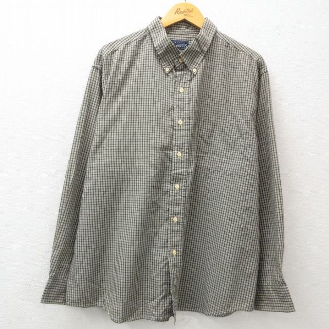 【50%OFF】XL★古着 ベーシックエディションズ 長袖 シャツ メンズ 00年代 00s 大きいサイズ コットン 緑系他 グリーン チェック 25apr09 中古 トップス