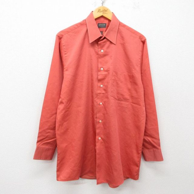 【50%OFF】L★古着 アロー 長袖 シャツ メンズ オレンジ 25apr11 中古 トップス