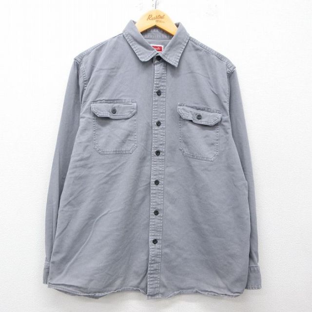 XL★古着 ラングラー Wrangler 長袖 シャツ メンズ グレー 25apr11 中古 トップス