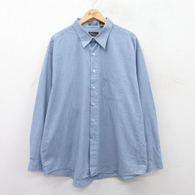 【50%OFF】XL★古着 バンヒューセン 長袖 シャツ メンズ 大きいサイズ 薄紺他 ネイビー チェック 25apr11 中古 トップス