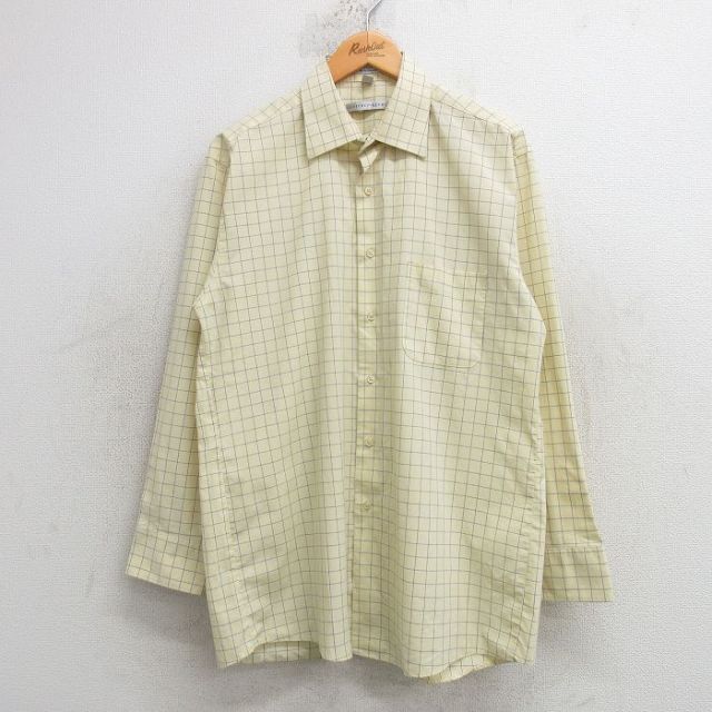【50%OFF】L★古着 長袖 シャツ メンズ 黄他 イエロー チェック 25apr14 中古 トップス