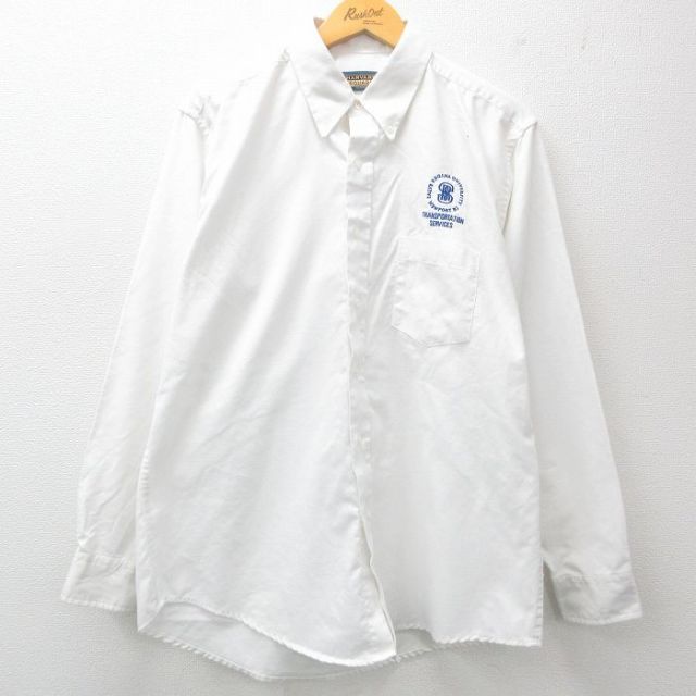 L★古着 長袖 シャツ メンズ TRANSPORTATION ボタンダウン 白 ホワイト 25apr14 中古 トップス