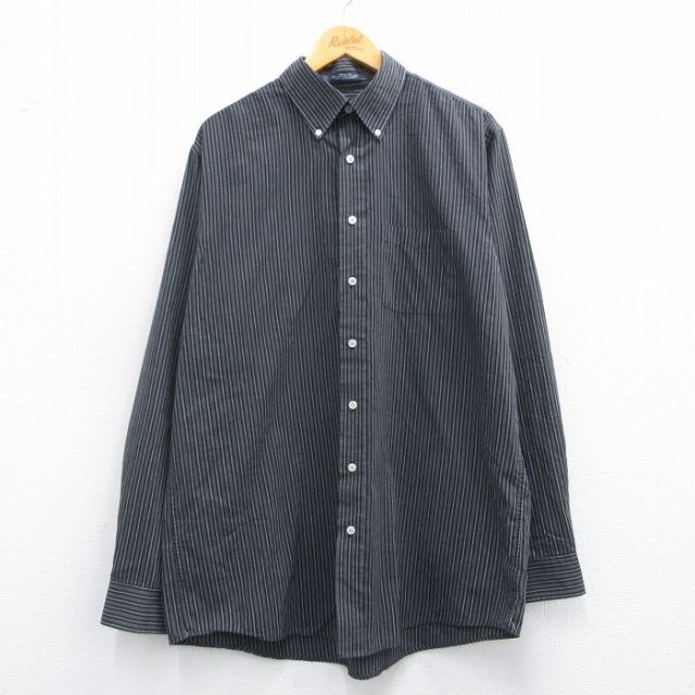 【50%OFF】XL★古着 アロー 長袖 シャツ メンズ ボタンダウン グレー他 ストライプ 25apr14 中古 トップス